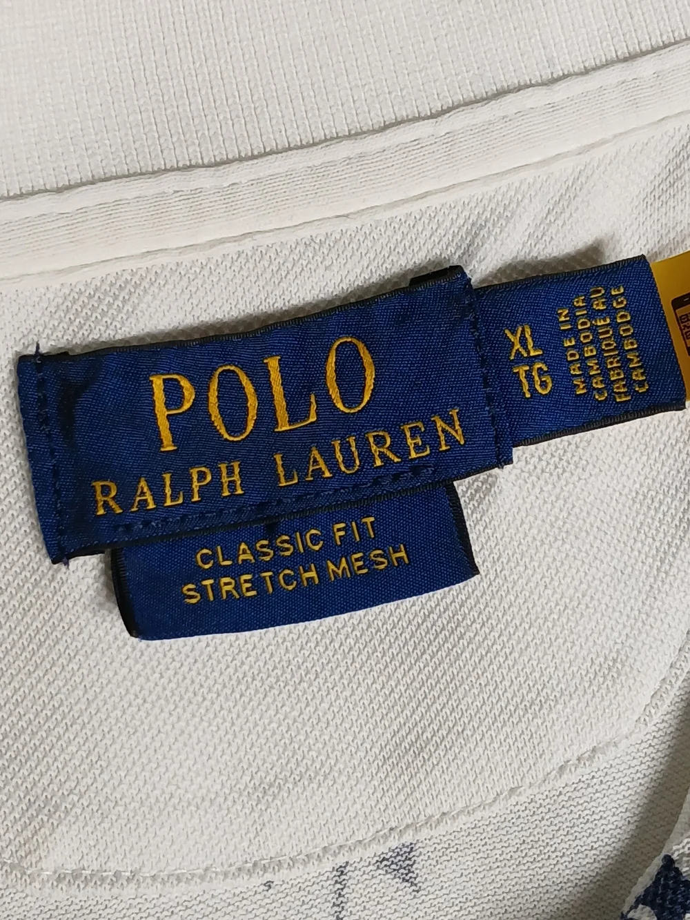 Polo Ralph Lauren All Over Print Polo Shirt XL Men's Stretch Mesh Anchors White